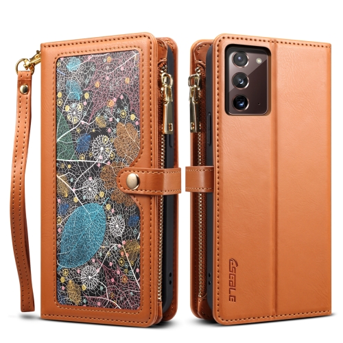 

For Samsung Galaxy Note20 ESEBLE Star Series Lanyard Zipper Wallet RFID Leather Case(Brown)