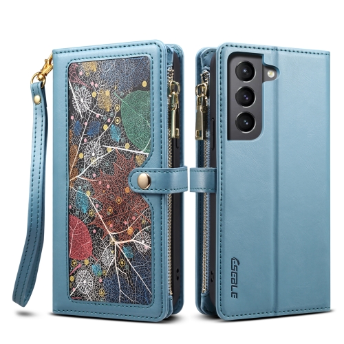 

For Samsung Galaxy S21+ 5G ESEBLE Star Series Lanyard Zipper Wallet RFID Leather Case(Blue)