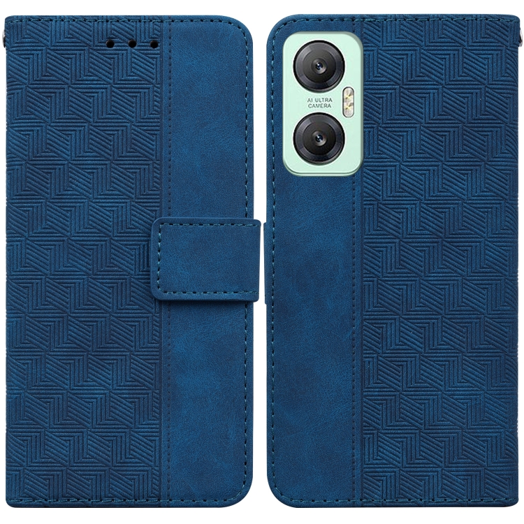 

For Infinix Hot 20 5G Geometric Embossed Leather Phone Case(Blue)