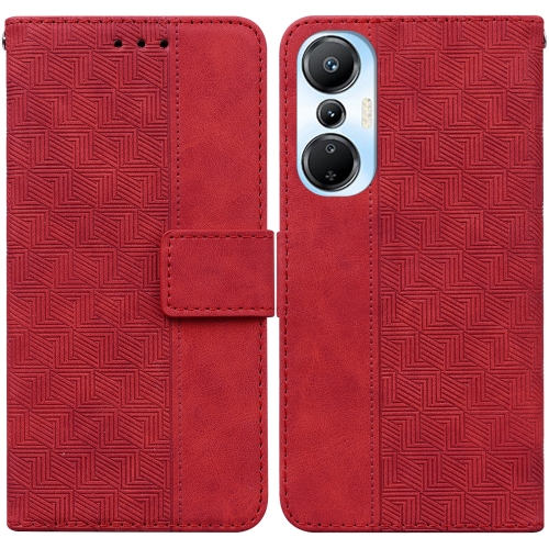 

For Infinix Hot 20s Geometric Embossed Leather Phone Case(Red)