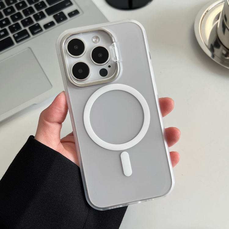 

For iPhone 14 Pro Invisible Holder Magsafe Ultra-thin PC Phone Case(Transparent White)