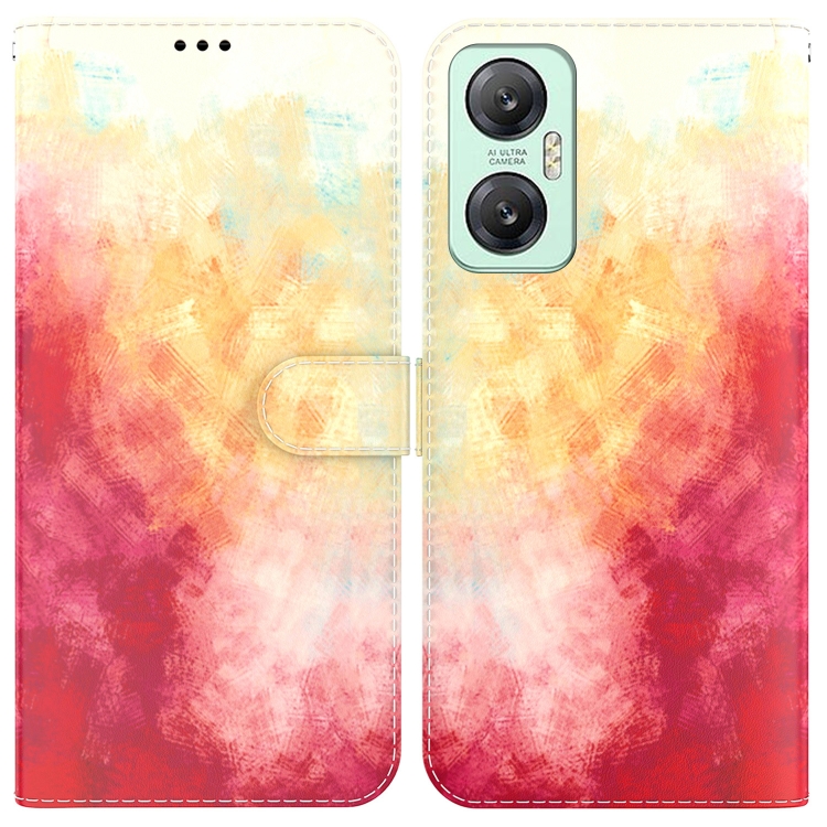 

For Infinix Hot 20 Watercolor Pattern Leather Phone Case(Spring Cherry)