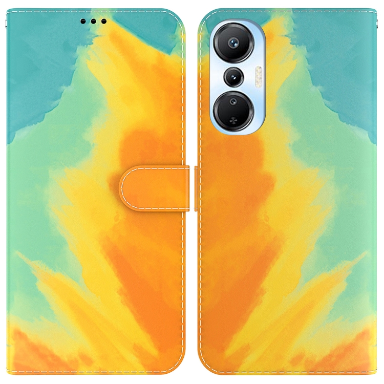 

For Infinix Hot 20s Watercolor Pattern Leather Phone Case(Autumn Leaf)
