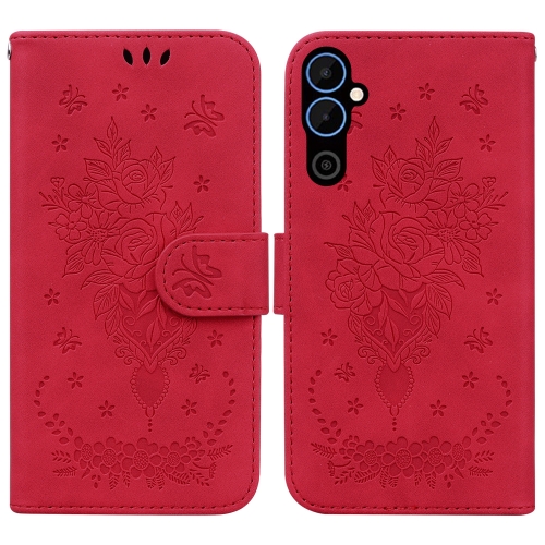 

For Tecno Pova Neo 2 Butterfly Rose Embossed Leather Phone Case(Red)