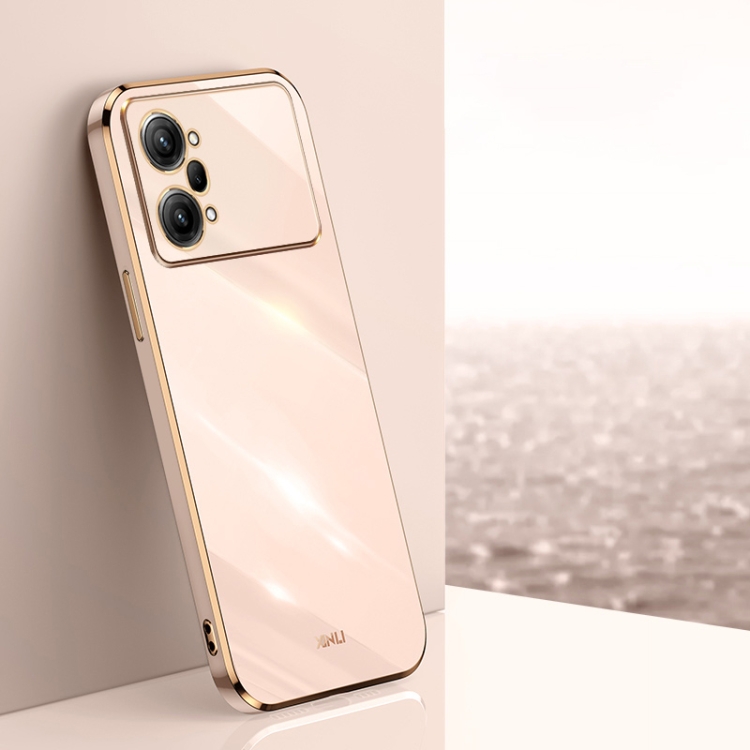

For OPPO K10 Pro XINLI Straight 6D Plating Gold Edge TPU Phone Case(Pink)