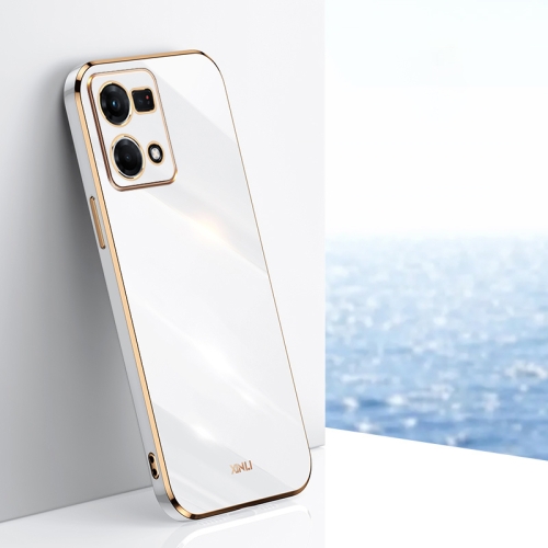 

For OPPO Reno7 4G Global XINLI Straight 6D Plating Gold Edge TPU Phone Case(White)