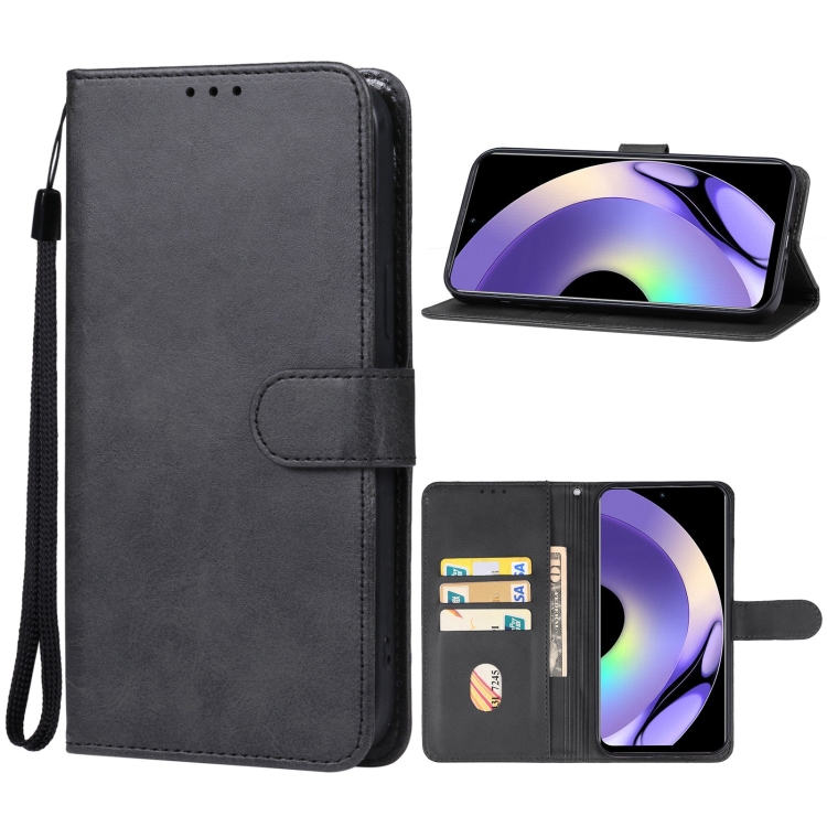 

For Realme 10 Pro Leather Phone Case(Black)