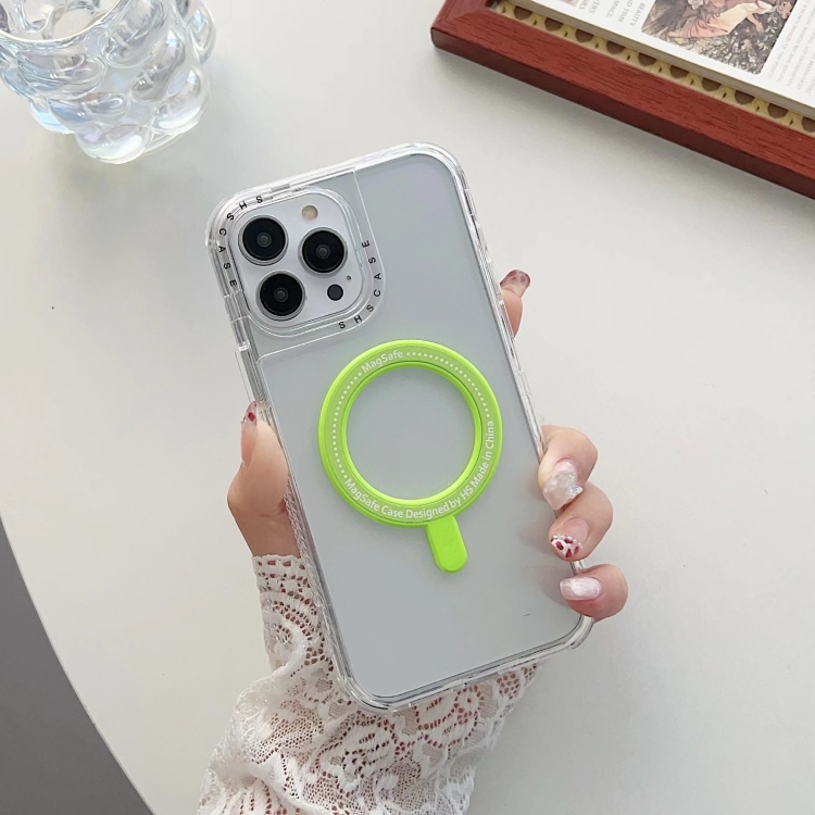 

For iPhone 11 Pro Max 3 in 1 MagSafe Magnetic Phone Case(Fluorescent Green)