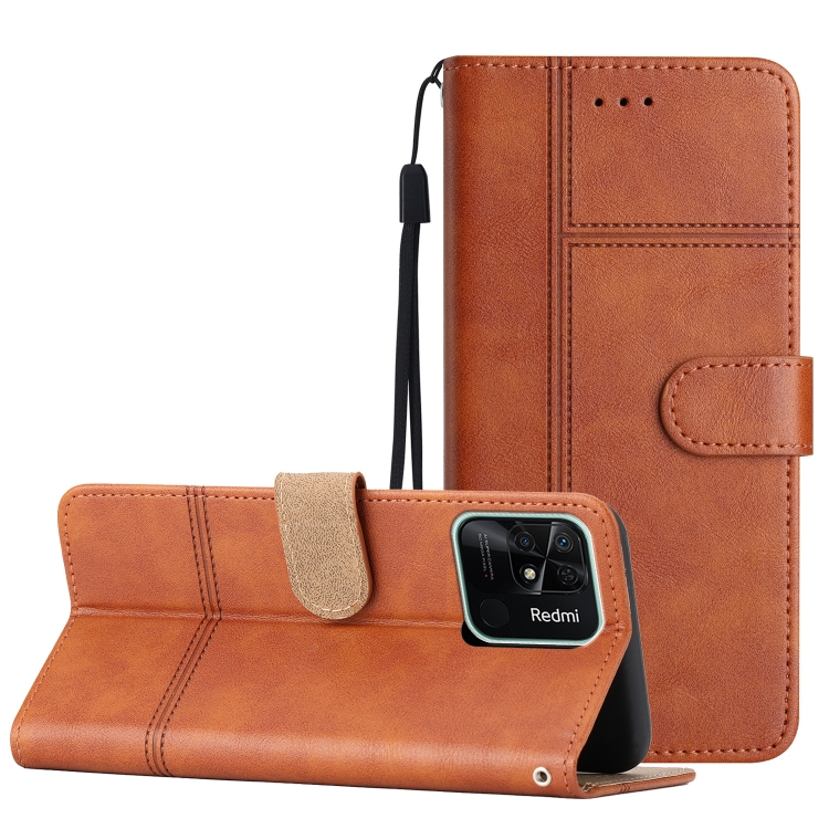 

For Xiaomi Redmi 10C Business Style Cowhide Texture Leather Phone Case(Brown)