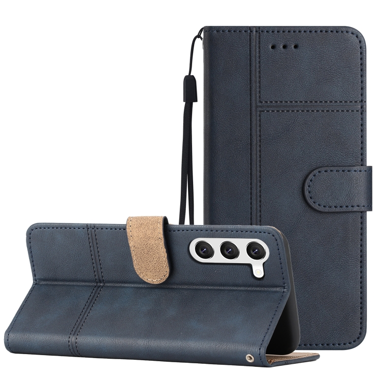 

For Samsung Galaxy S23 5G Business Style Cowhide Texture Leather Phone Case(Blue)