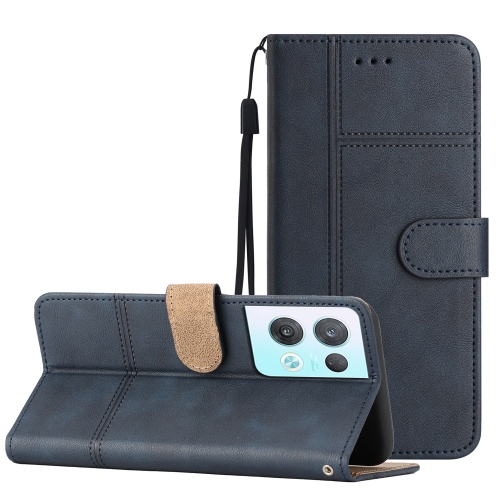 

For OPPO Reno8 Pro 5G Business Style Cowhide Texture Leather Phone Case(Blue)