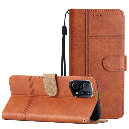 

For OPPO Find X5 Business Style Cowhide Texture Leather Phone Case(Brown)