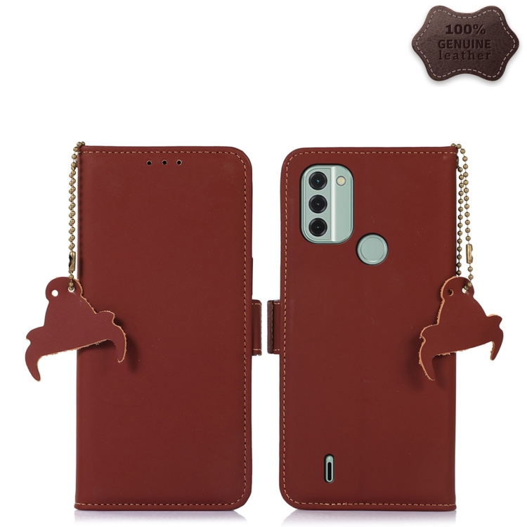 

For Nokia C31 Genuine Leather Magnetic RFID Leather Phone Case(Coffee)