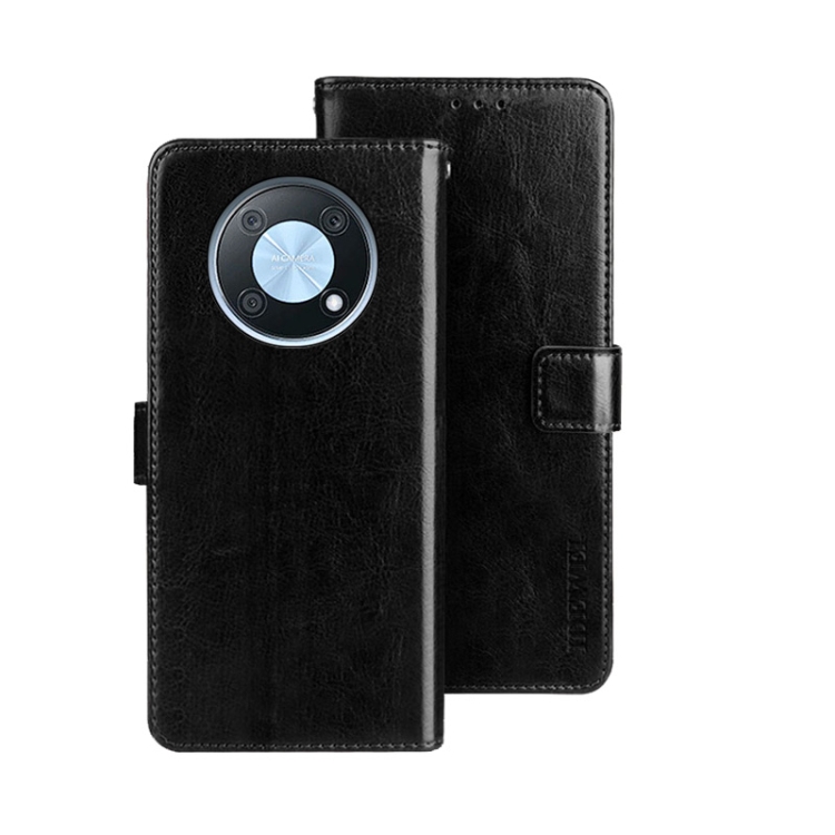 

For Huawei nova Y90 idewei Crazy Horse Texture Leather Phone Case(Black)