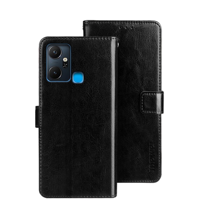 

For Infinix Smart 6 Plus idewei Crazy Horse Texture Leather Phone Case(Black)