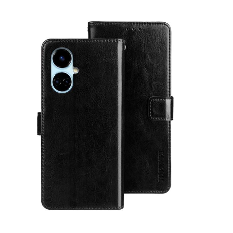 

For Tecno Camon 19 idewei Crazy Horse Texture Leather Phone Case(Black)