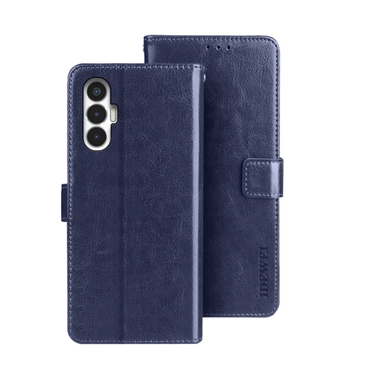 

For Tecno Pova 3 idewei Crazy Horse Texture Leather Phone Case(Dark Blue)
