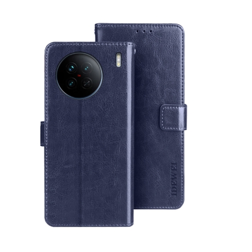 

For vivo X90 idewei Crazy Horse Texture Leather Phone Case(Dark Blue)