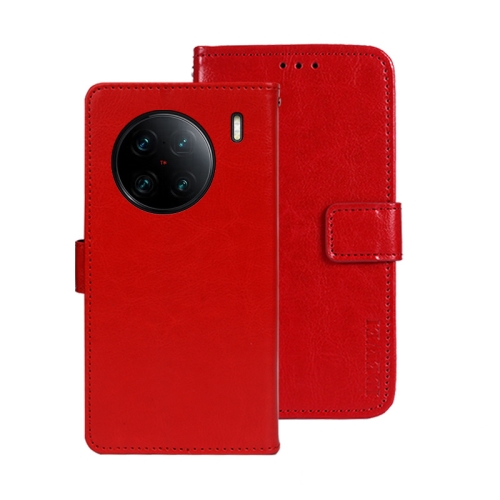 

For vivo X90 Pro+ idewei Crazy Horse Texture Leather Phone Case(Red)