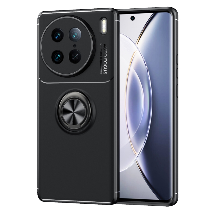 

For vivo X90 Pro Metal Ring Holder TPU Phone Case(Black)