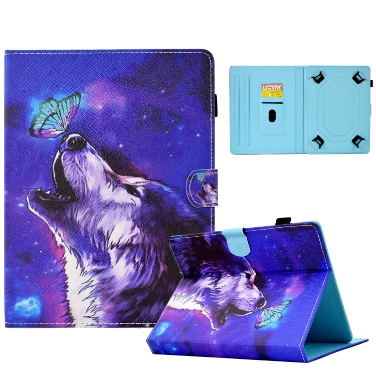 

For 8 inch Tablet Electric Pressed TPU Leather Tablet Case(Butterfly Wolf)