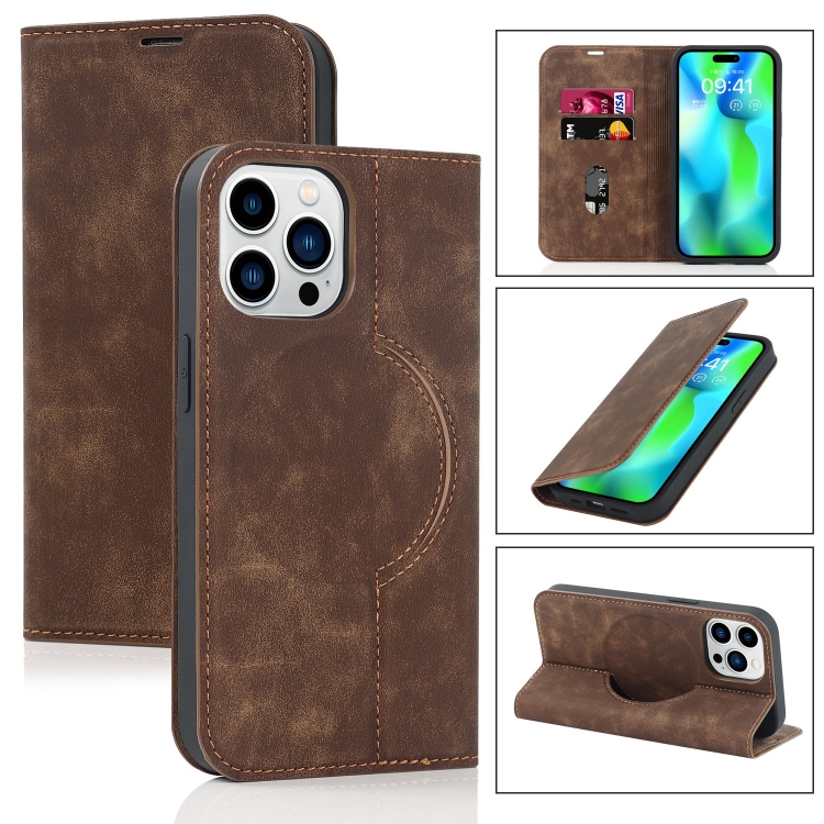 

For iPhone 14 Pro Wireless Charging Magsafe Leather Phone Case(Brown)