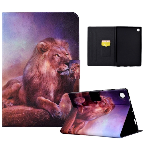 

For Lenovo M10 Plus Electric Pressed TPU Smart Leather Tablet Case(Lion King)