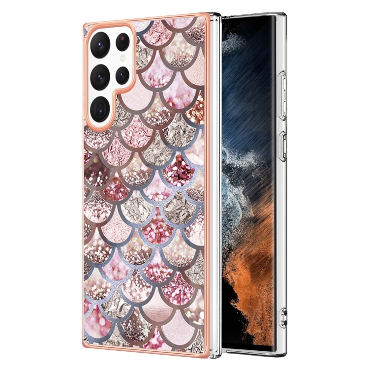 

For Samsung Galaxy S23 Ultra 5G Electroplating IMD TPU Phone Case(Pink Scales)