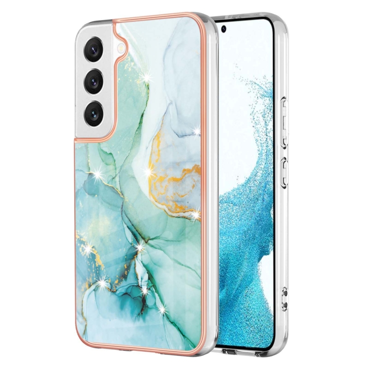 

For Samsung Galaxy S23+ 5G Electroplating Marble Dual-side IMD TPU Phone Case(Green 003)
