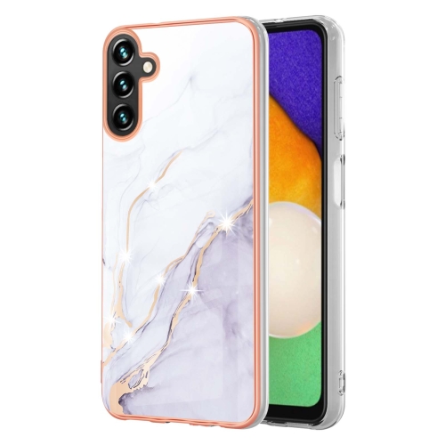 

For Samsung Galaxy A14 5G Electroplating Marble Dual-side IMD TPU Phone Case(White 006)