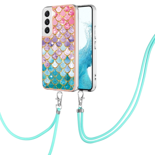 

For Samsung Galaxy S23+ 5G Electroplating IMD TPU Phone Case with Lanyard(Colorful Scales)