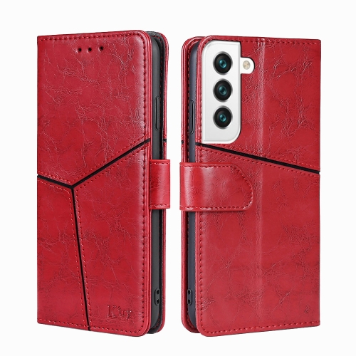 

For Samsung Galaxy S23 5G Geometric Stitching Horizontal Flip Leather Phone Case(Red)