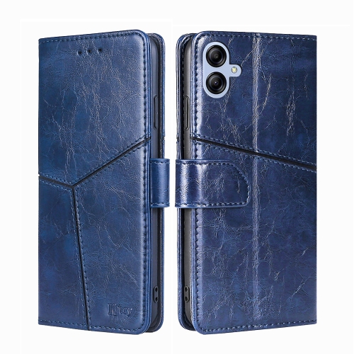 

For Samsung Galaxy A04E Geometric Stitching Horizontal Flip Leather Phone Case(Blue)