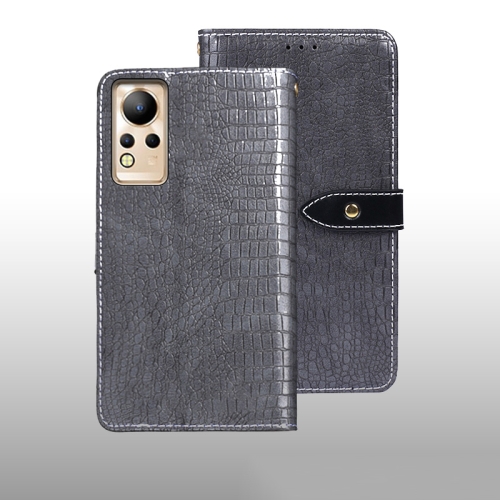 

For Infinix Note 12 idewei Crocodile Texture Leather Phone Case(Grey)