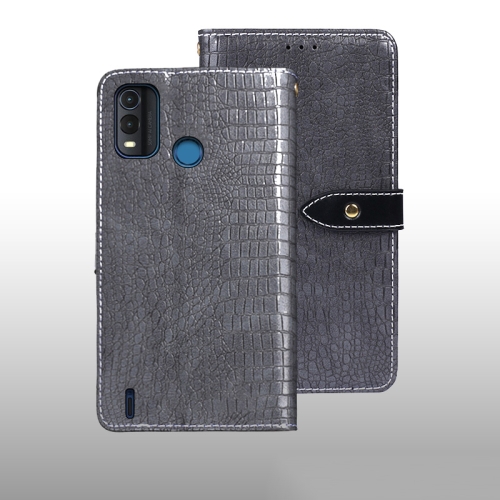 For Nokia G11 Plus idewei Crocodile Texture Leather Phone Case(Grey)