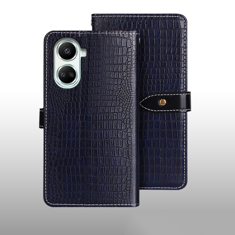 

For Huawei nova 10 SE idewei Crocodile Texture Leather Phone Case(Dark Blue)