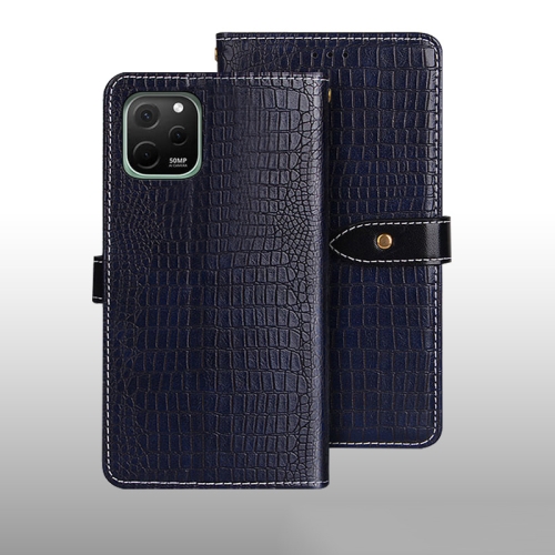 

For Huawei nova Y61 4G idewei Crocodile Texture Leather Phone Case(Dark Blue)