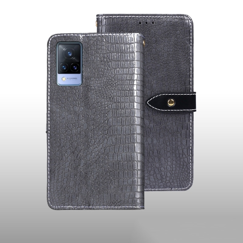 

For vivo V21s idewei Crocodile Texture Leather Phone Case(Grey)