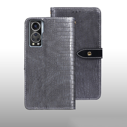 

For ZTE Axon 30S idewei Crocodile Texture Leather Phone Case(Grey)