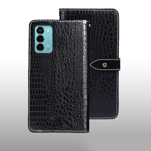 

For ZTE Blade A72 4G idewei Crocodile Texture Leather Phone Case(Black)