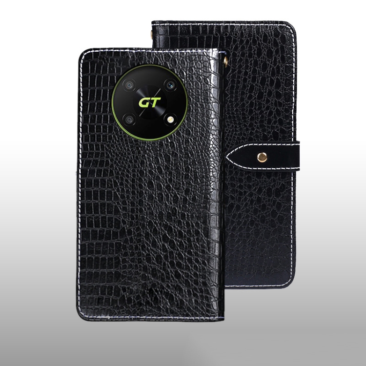 

For Honor X40 GT idewei Crocodile Texture Leather Phone Case(Black)