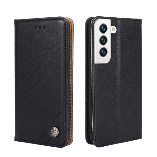 

For Samsung Galaxy S23 5G Non-Magnetic Retro Texture Flip Leather Phone Case(Black)