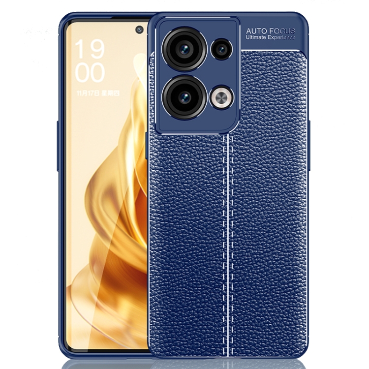 

For OPPO Reno9 Pro+ Litchi Texture Shockproof TPU Phone Case(Blue)