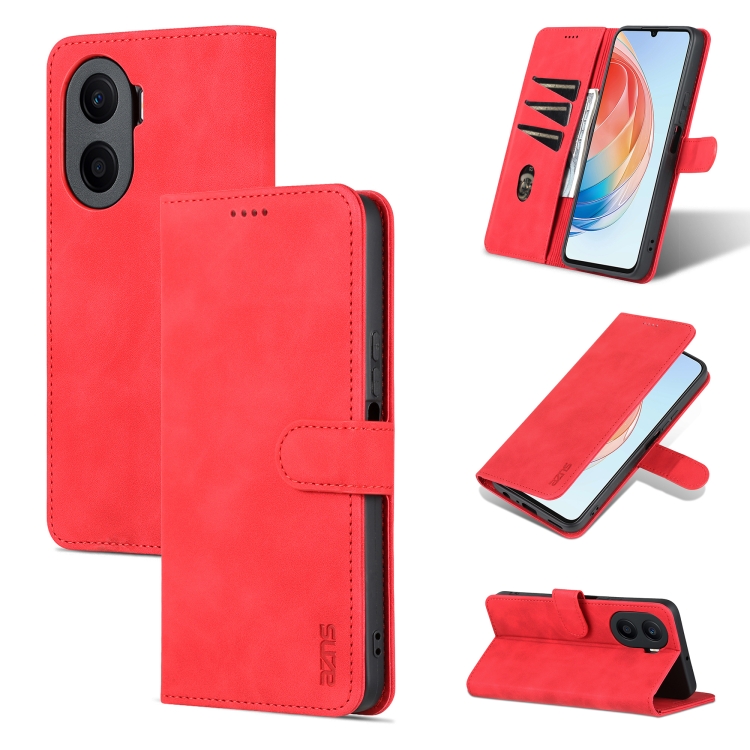 

For Honor Play 40 Plus AZNS Skin Feel Calf Texture Flip Leather Phone Case(Red)