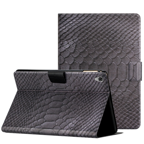 

For Lenovo Tab M10 HD 2nd Gen Solid Color Crocodile Texture Leather Smart Tablet Case(Black)