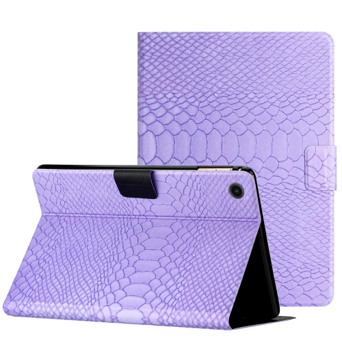 

For Samsung Galaxy Tab A8 Solid Color Crocodile Texture Leather Smart Tablet Case(Purple)