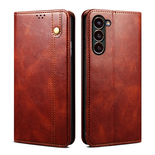 

For Samsung Galaxy S23 5G Oil Wax Crazy Horse Texture Leather Phone Case(Brown)