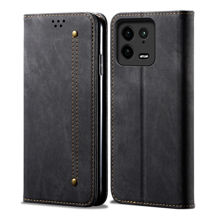 

For Xiaomi 13 Pro Denim Texture Leather Phone Case(Black)