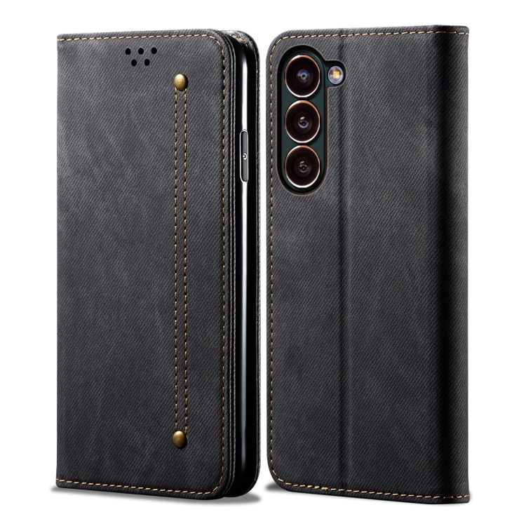 

For Samsung Galaxy S23 5G Denim Texture Leather Phone Case(Black)