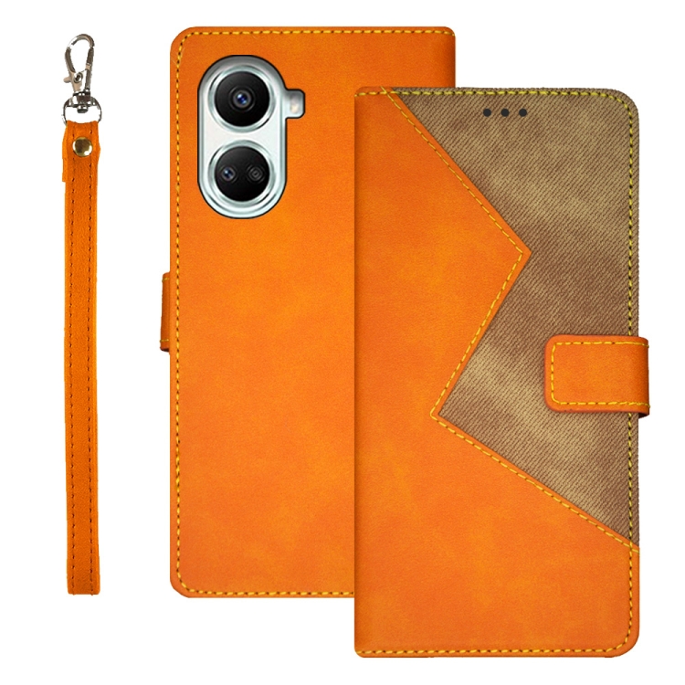 

For Huawei nova 10 SE idewei Two-color Splicing Leather Phone Case(Orange)